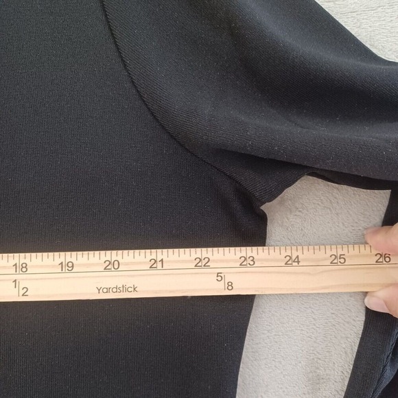 Misook Lg  Cardigan Open Collared Black Fringe Long Sleeve Liquid Knit Travel - Picture 9 of 11